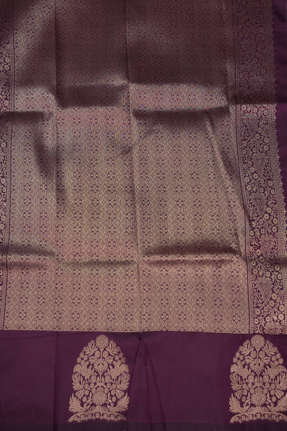 Deep Wine Semi Silk Saree with Turning Border & Rich Brocade Pallu
