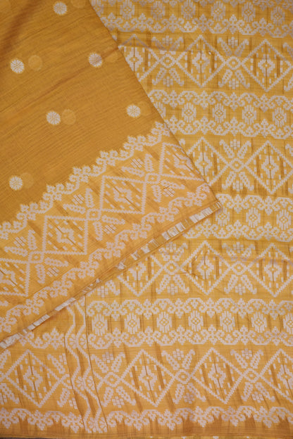 Yellow Jamdani Saree with Intricate White Woven Motifs