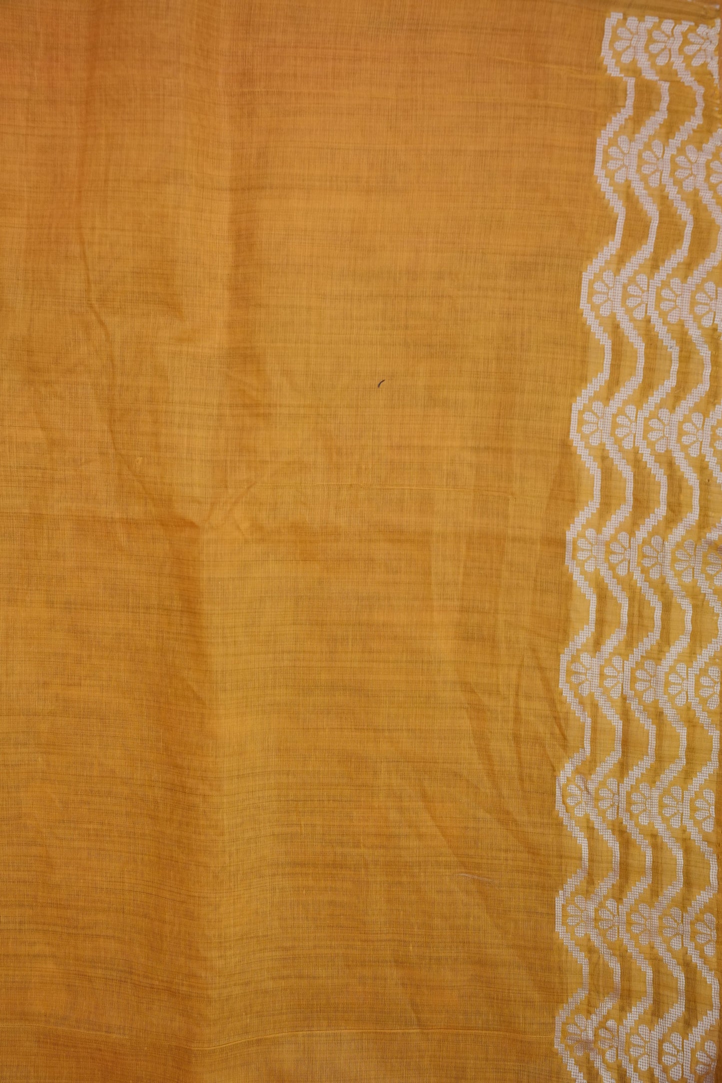 Yellow Jamdani Saree with Intricate White Woven Motifs