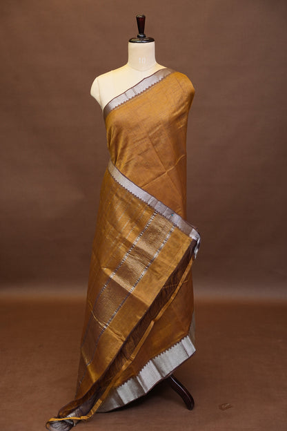 Mangalagiri Silk Cotton Saree - Burnt Mustard
