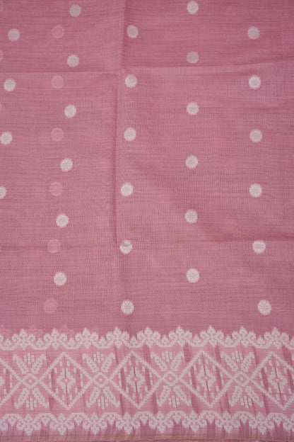 Pink Jamdani Saree with Intricate White Woven Motifs