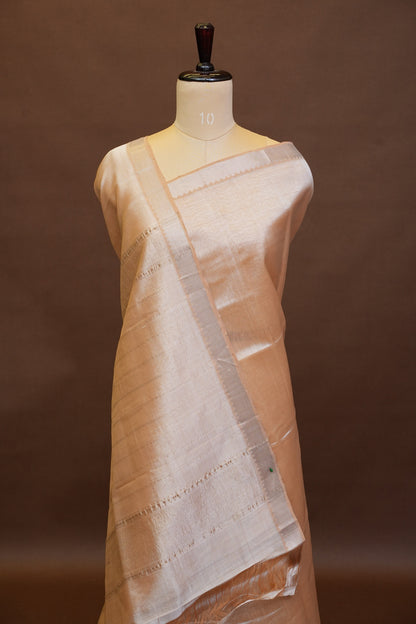 Mangalagiri Silk Cotton Saree - Ivory Beige