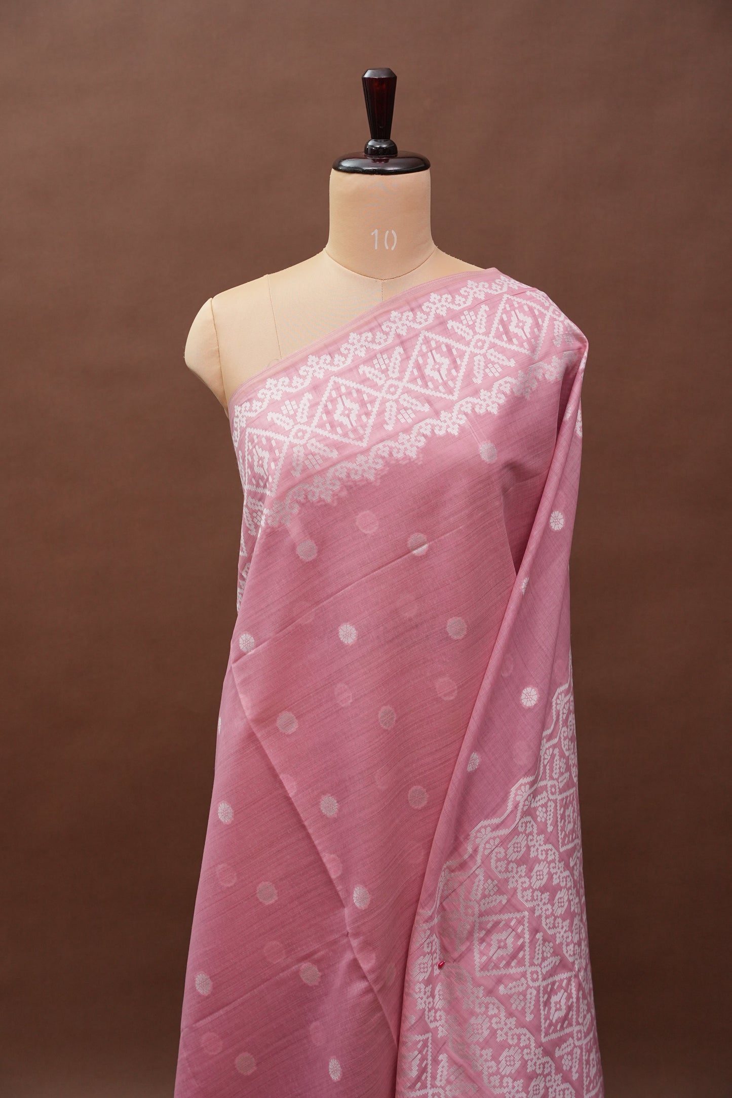 Pink Jamdani Saree with Intricate White Woven Motifs