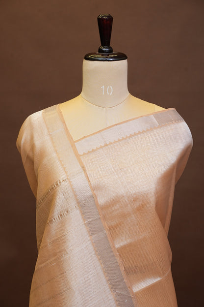 Mangalagiri Silk Cotton Saree - Ivory Beige