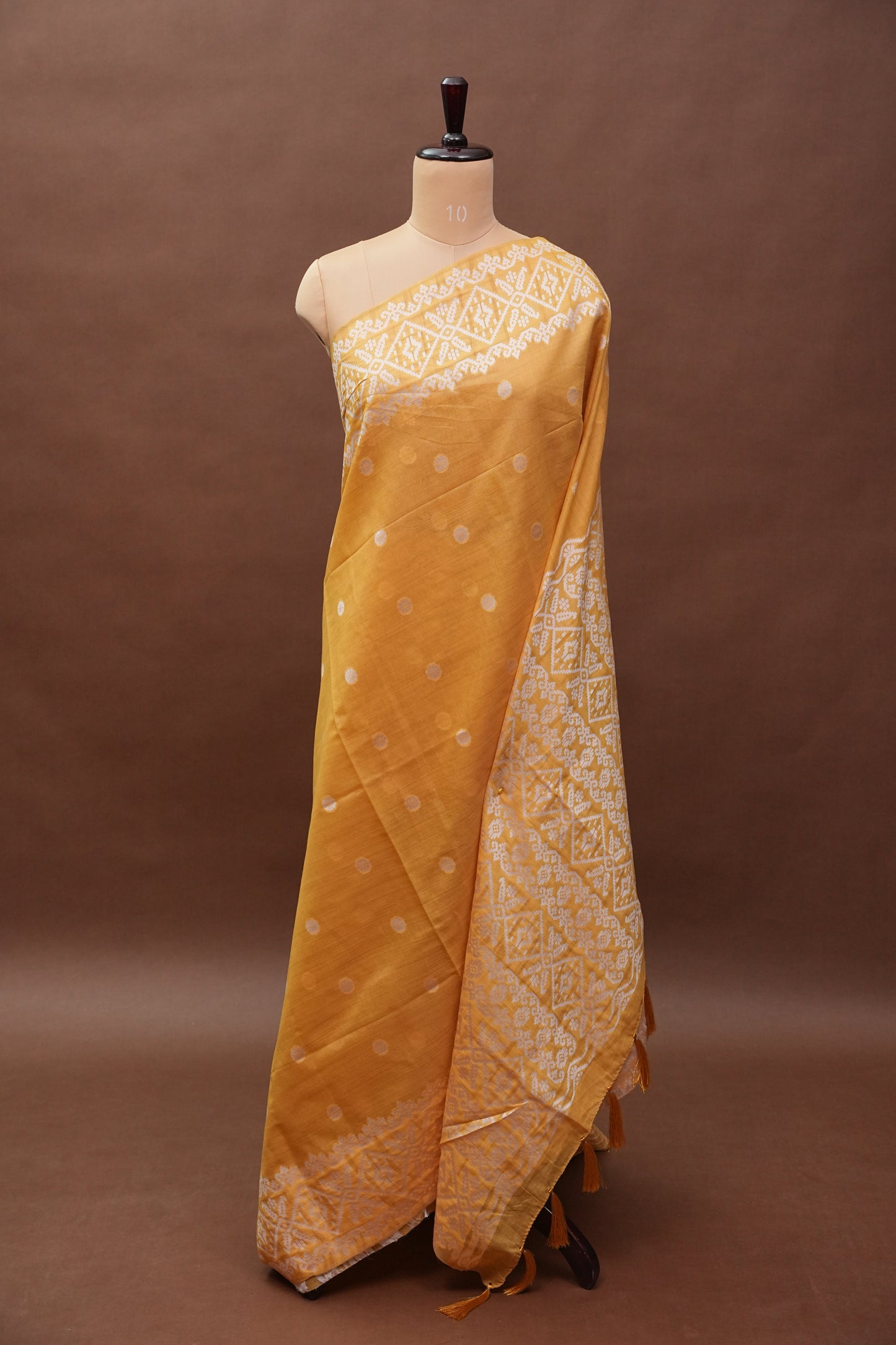 Yellow Jamdani Saree with Intricate White Woven Motifs