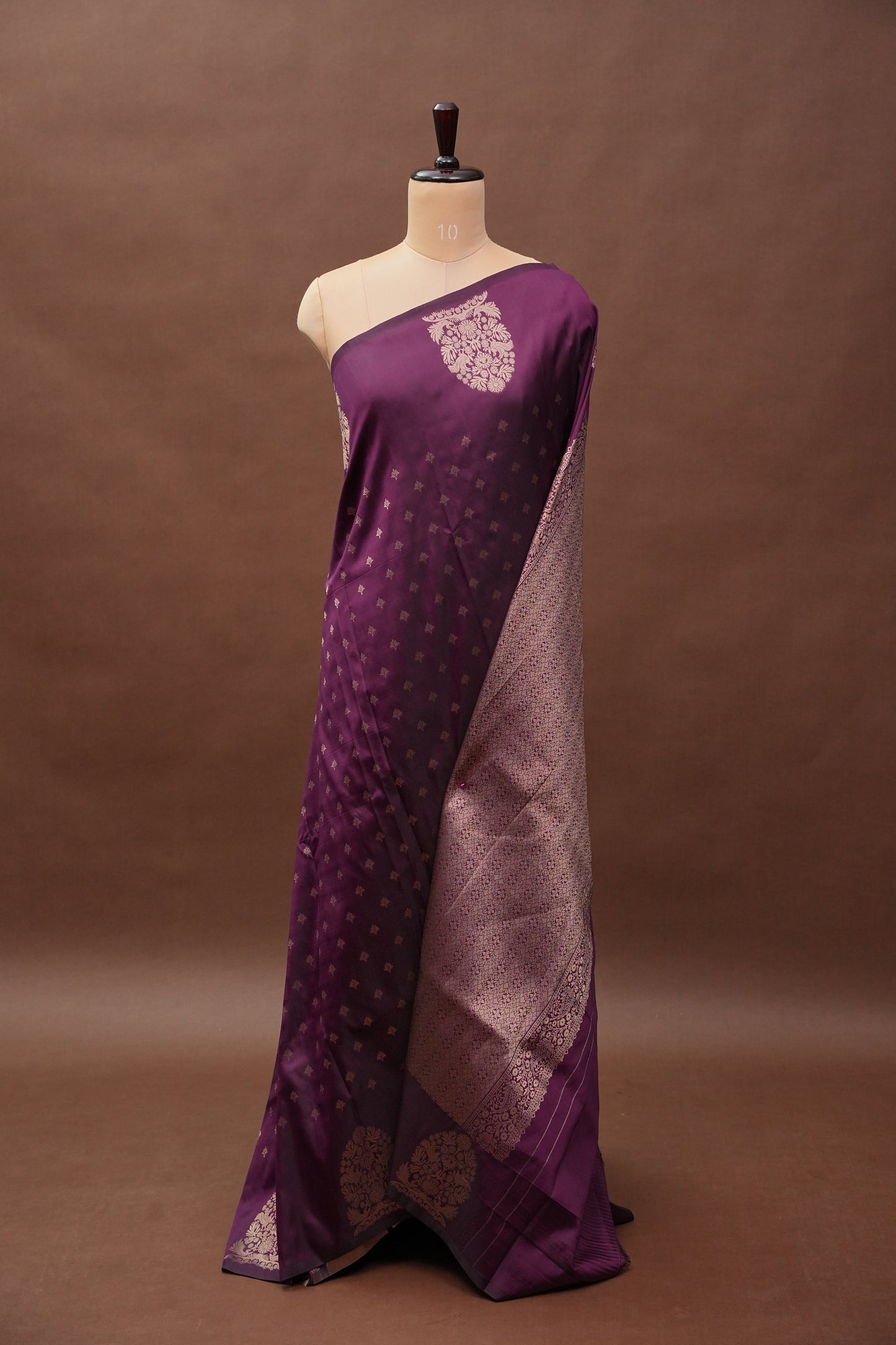 Deep Wine Semi Silk Saree with Turning Border & Rich Brocade Pallu