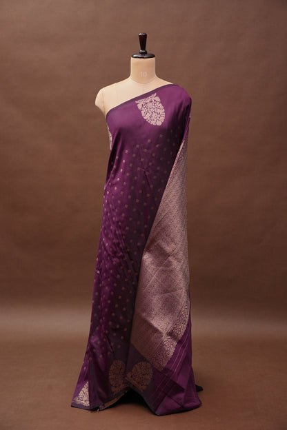 Deep Wine Semi Silk Saree with Turning Border & Rich Brocade Pallu