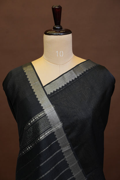 Mangalagiri Silk Cotton Saree - Classic Black