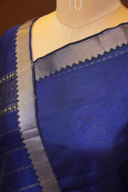 Mangalagiri Silk Cotton Saree - Royal Blue