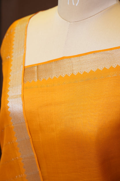 Mangalagiri Silk Cotton Saree - Mustard Yellow