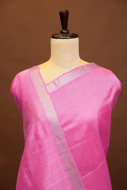 Mangalagiri Silk Cotton Saree - Candy Pink