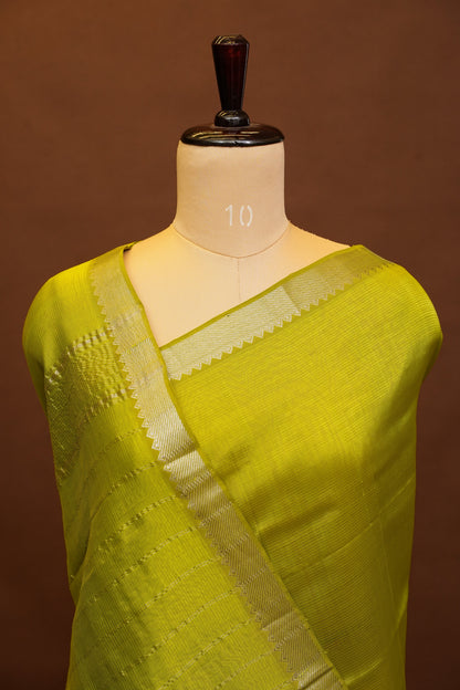 Mangalagiri Silk Cotton Saree - Parrot Green