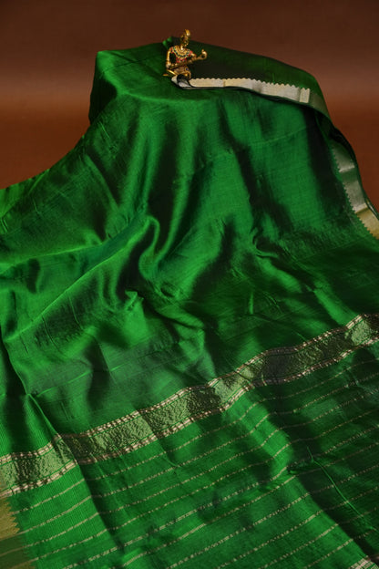 Mangalagiri Silk Cotton Saree - Rich Emerald Green