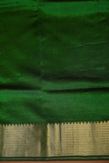 Mangalagiri Silk Cotton Saree - Rich Emerald Green