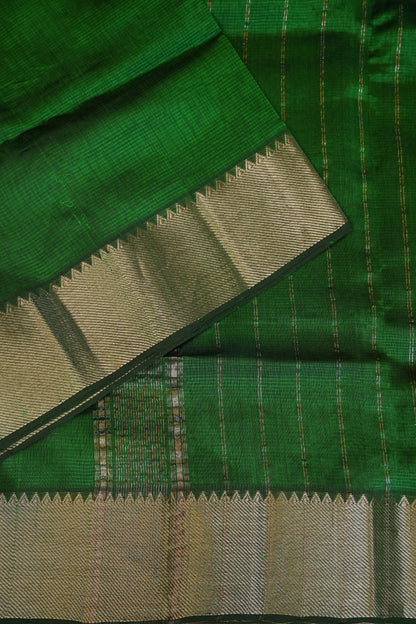 Mangalagiri Silk Cotton Saree - Rich Emerald Green