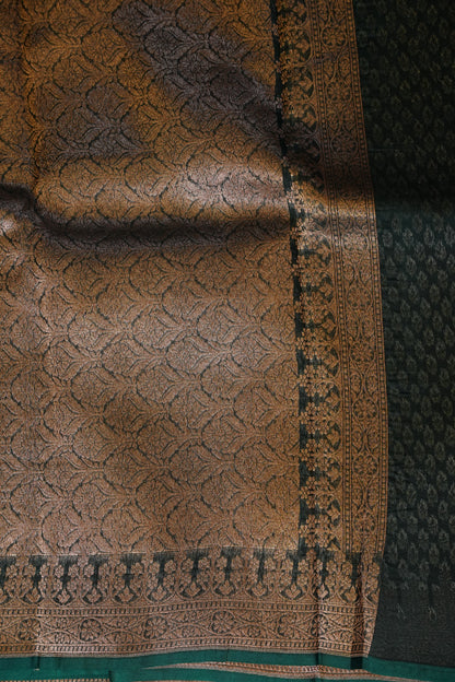 Pure Banarasi Organza(Kora) Silk Handloom Saree with Antique Zari Jaal – Deep Pink with Emerald Green Border | Silk Mark Certified