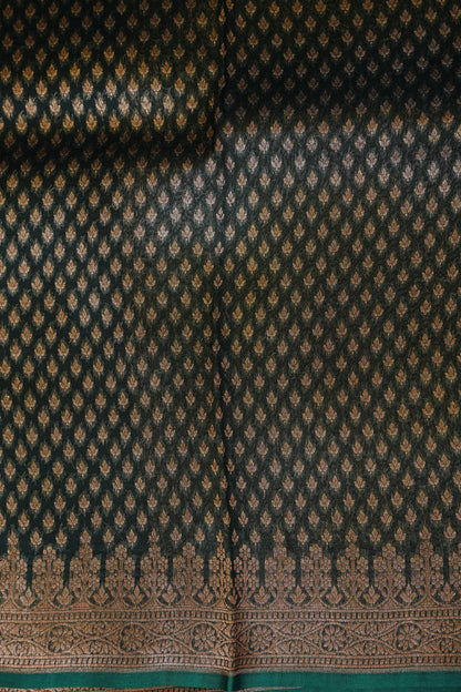 Pure Banarasi Organza(Kora) Silk Handloom Saree with Antique Zari Jaal – Deep Pink with Emerald Green Border | Silk Mark Certified