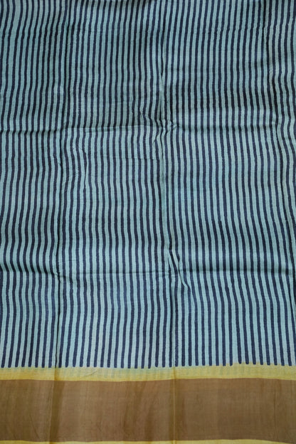 Pure Tussar Silk Saree Steel Grey with Lemon Yellow Pallu|Silk Mark Certified
