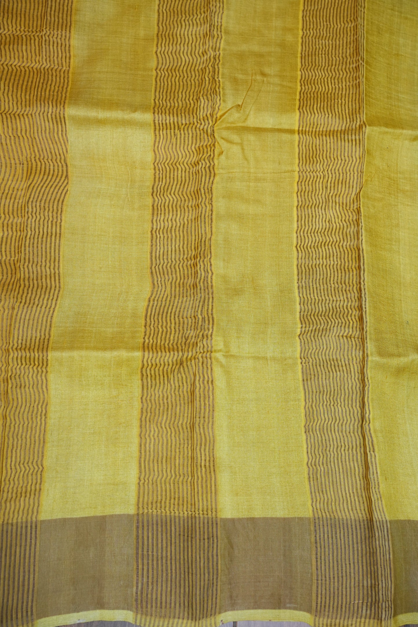 Pure Tussar Silk Saree Steel Grey with Lemon Yellow Pallu|Silk Mark Certified