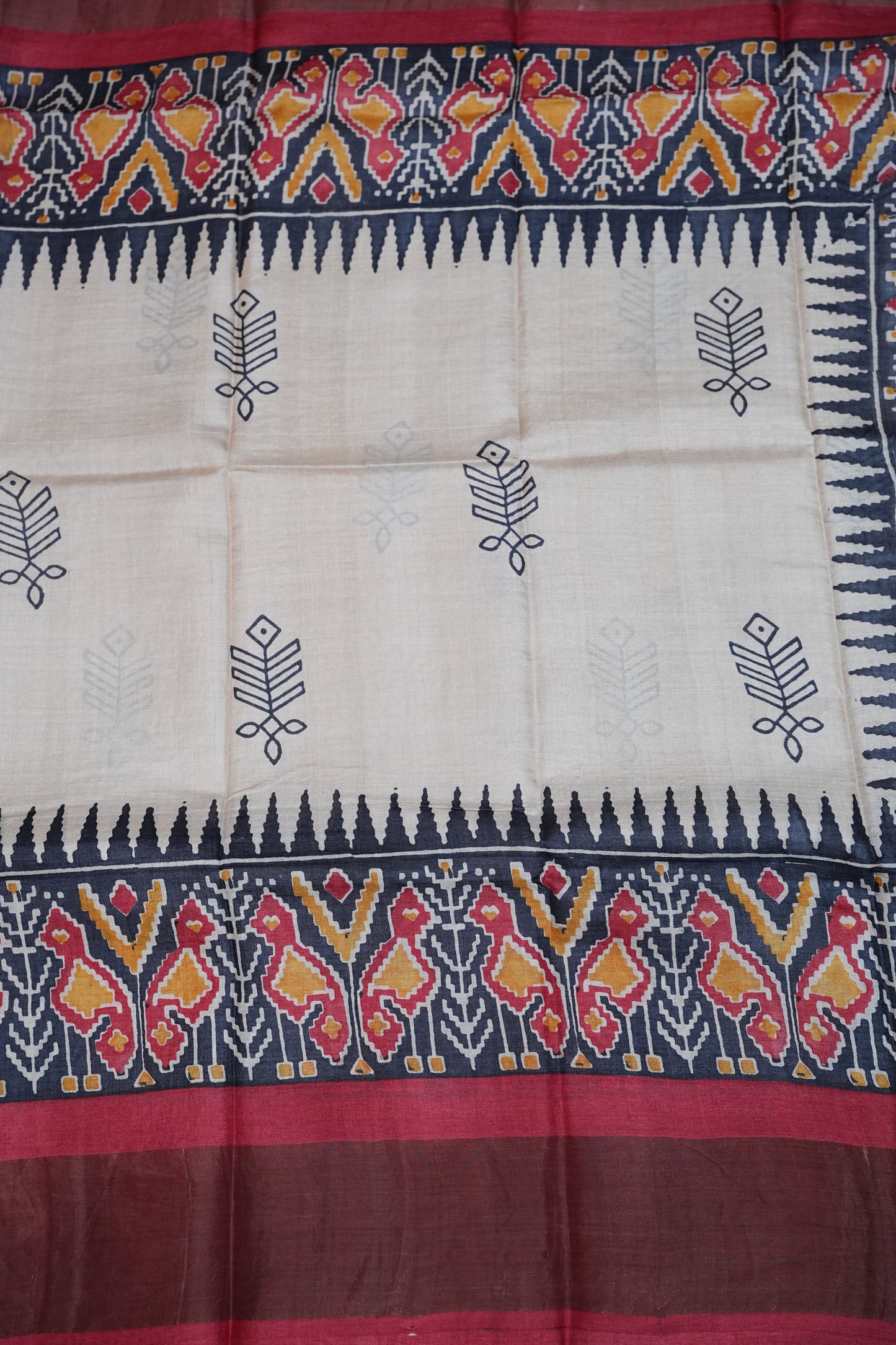 PURE TUSSAR SILK SAREE WITH PATOLA PRINTS | SILK MARK CERTIFICATE