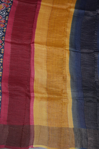 PURE TUSSAR SILK SAREE WITH PATOLA PRINTS | SILK MARK CERTIFICATE