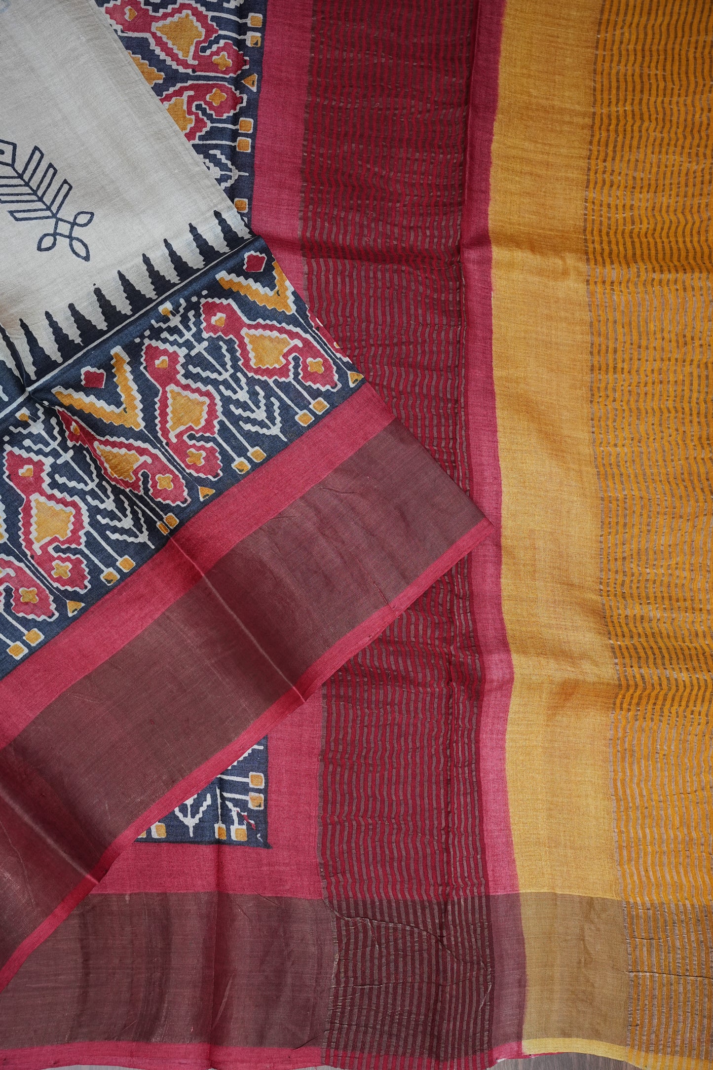 PURE TUSSAR SILK SAREE WITH PATOLA PRINTS | SILK MARK CERTIFICATE