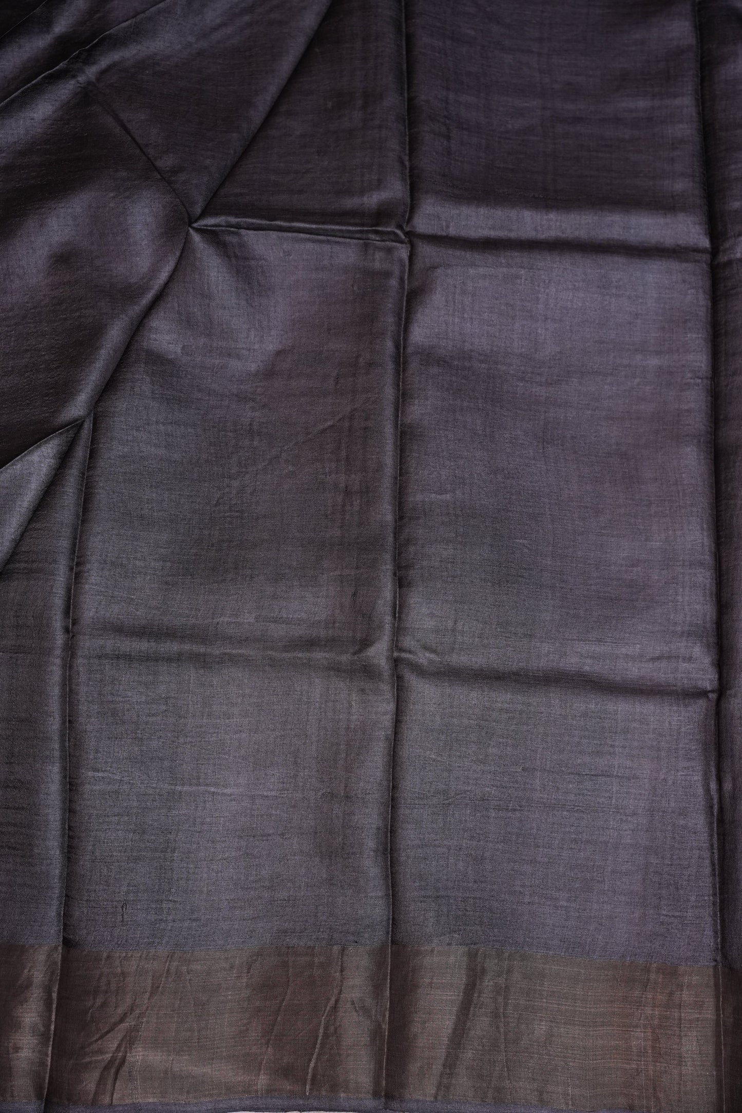 Pure Tussar Silk Saree in Choclate brown and White Floral Vines|Silk Mark Certified