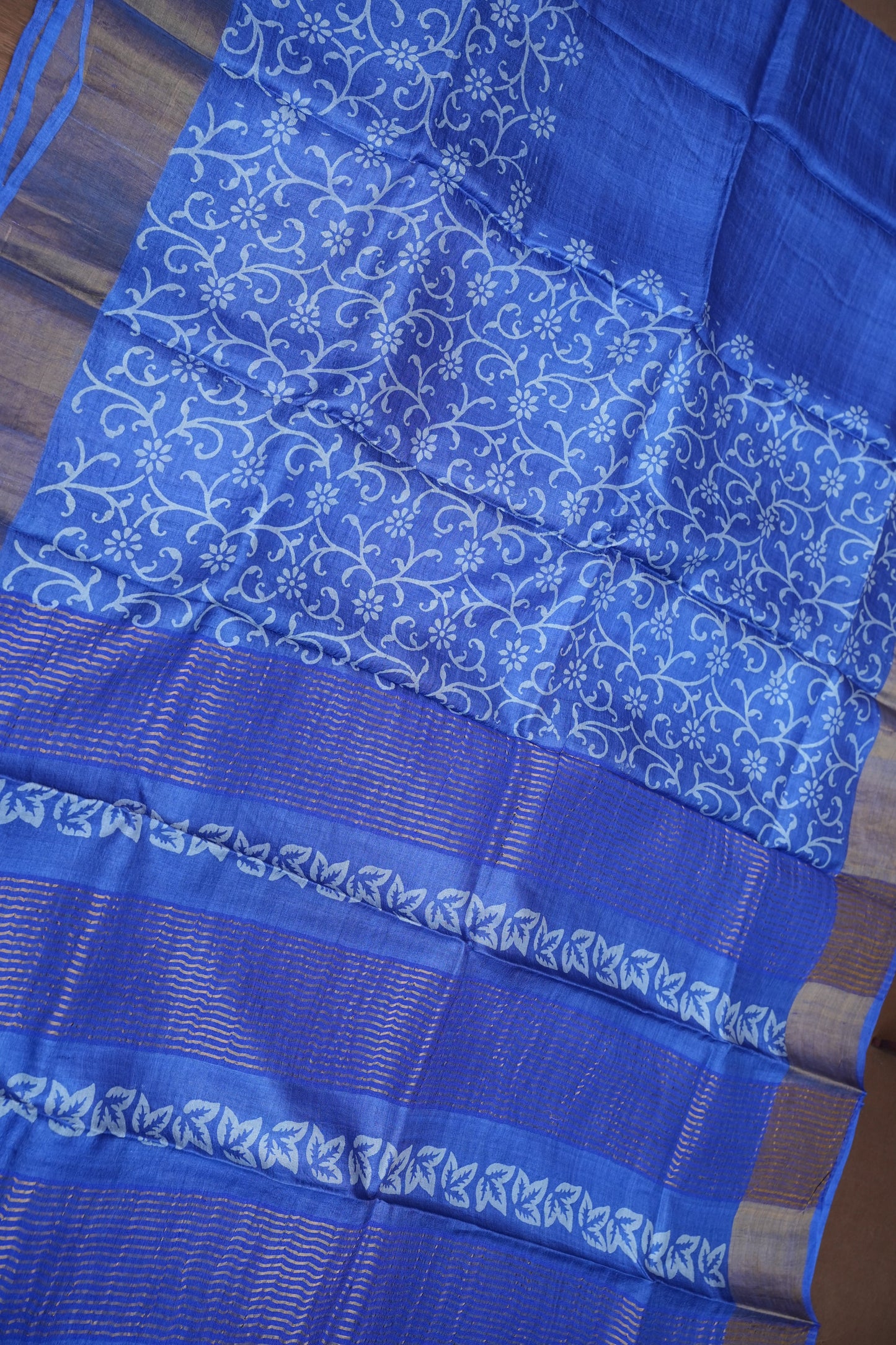 Pure Tussar Silk Saree in Royal Blue|Silk Mark Certified