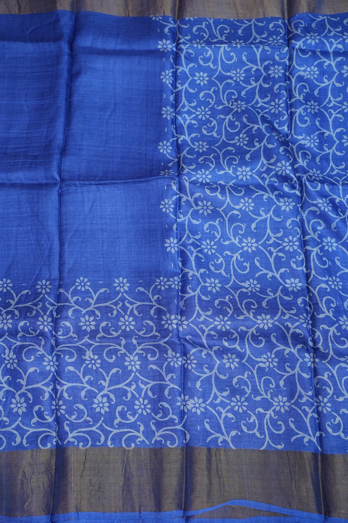 Pure Tussar Silk Saree in Royal Blue|Silk Mark Certified