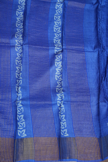 Pure Tussar Silk Saree in Royal Blue|Silk Mark Certified