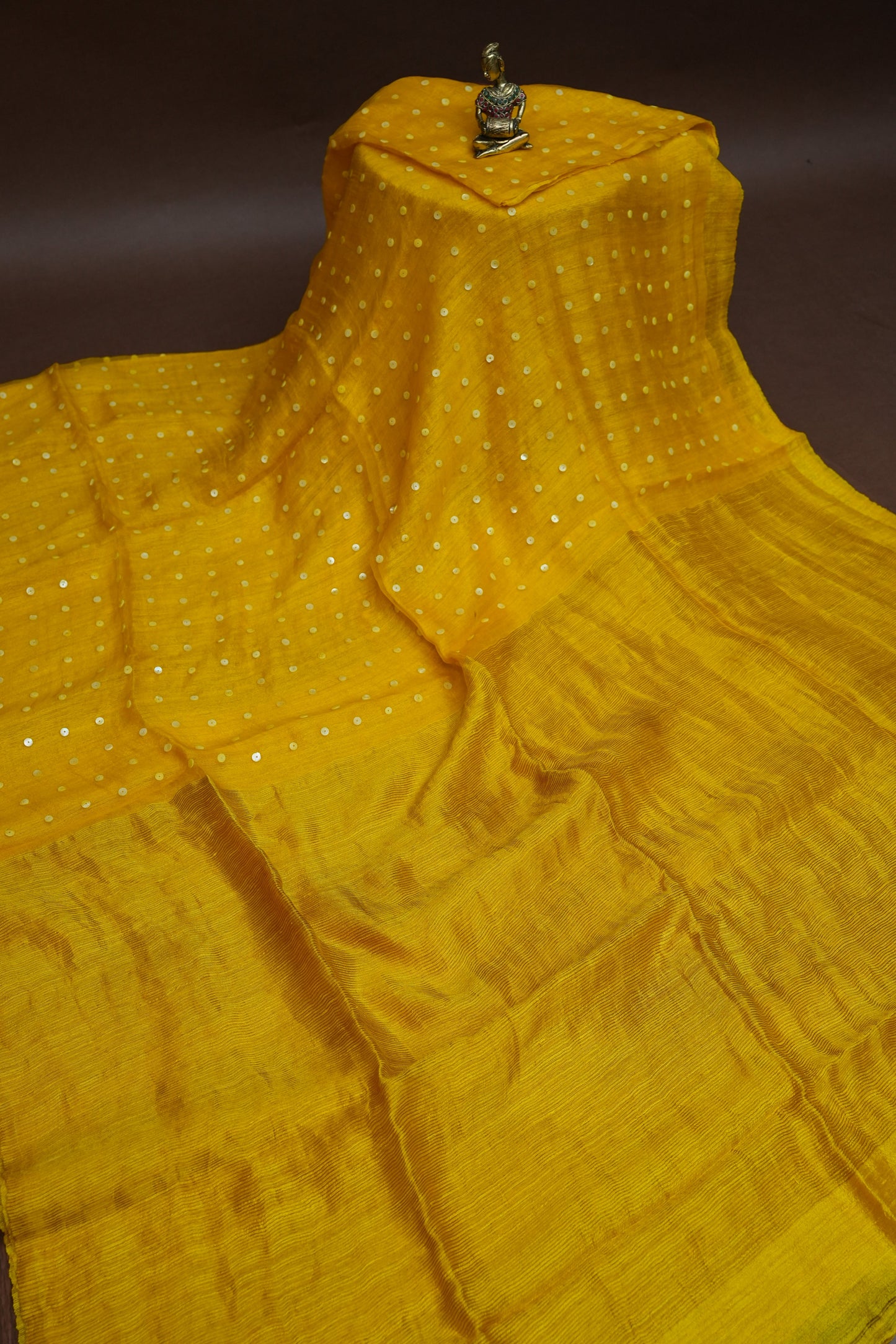 Yellow Pure Muslin by Matka Resham Pure Silk Saree | Silk Mark Certified