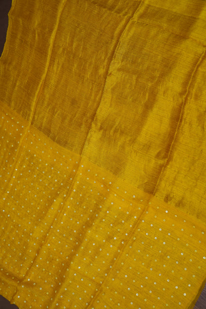 Yellow Pure Muslin by Matka Resham Pure Silk Saree | Silk Mark Certified