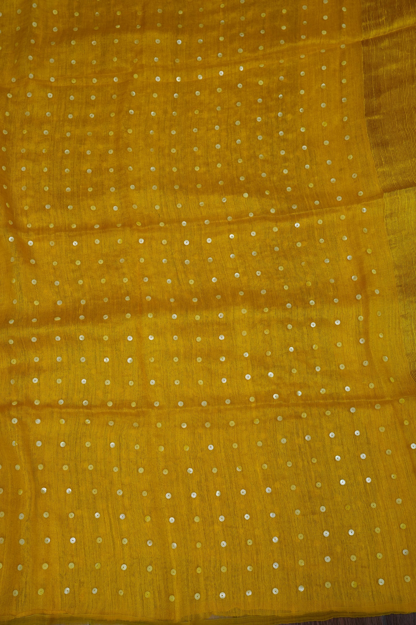Yellow Pure Muslin by Matka Resham Pure Silk Saree | Silk Mark Certified