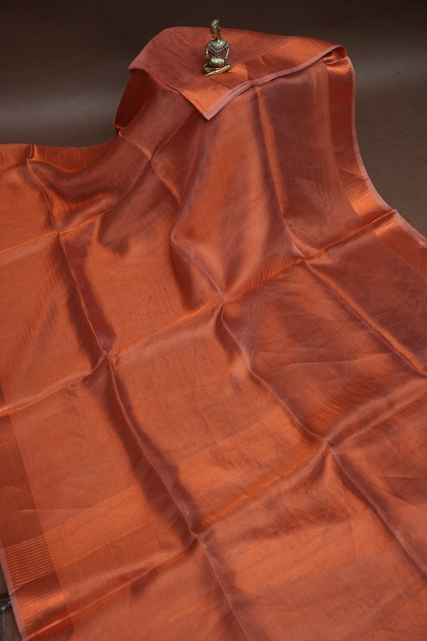 Premium Tissue Silk Saree – Copper Rust Elegance