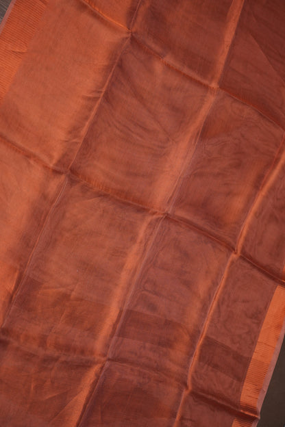 Premium Tissue Silk Saree – Copper Rust Elegance