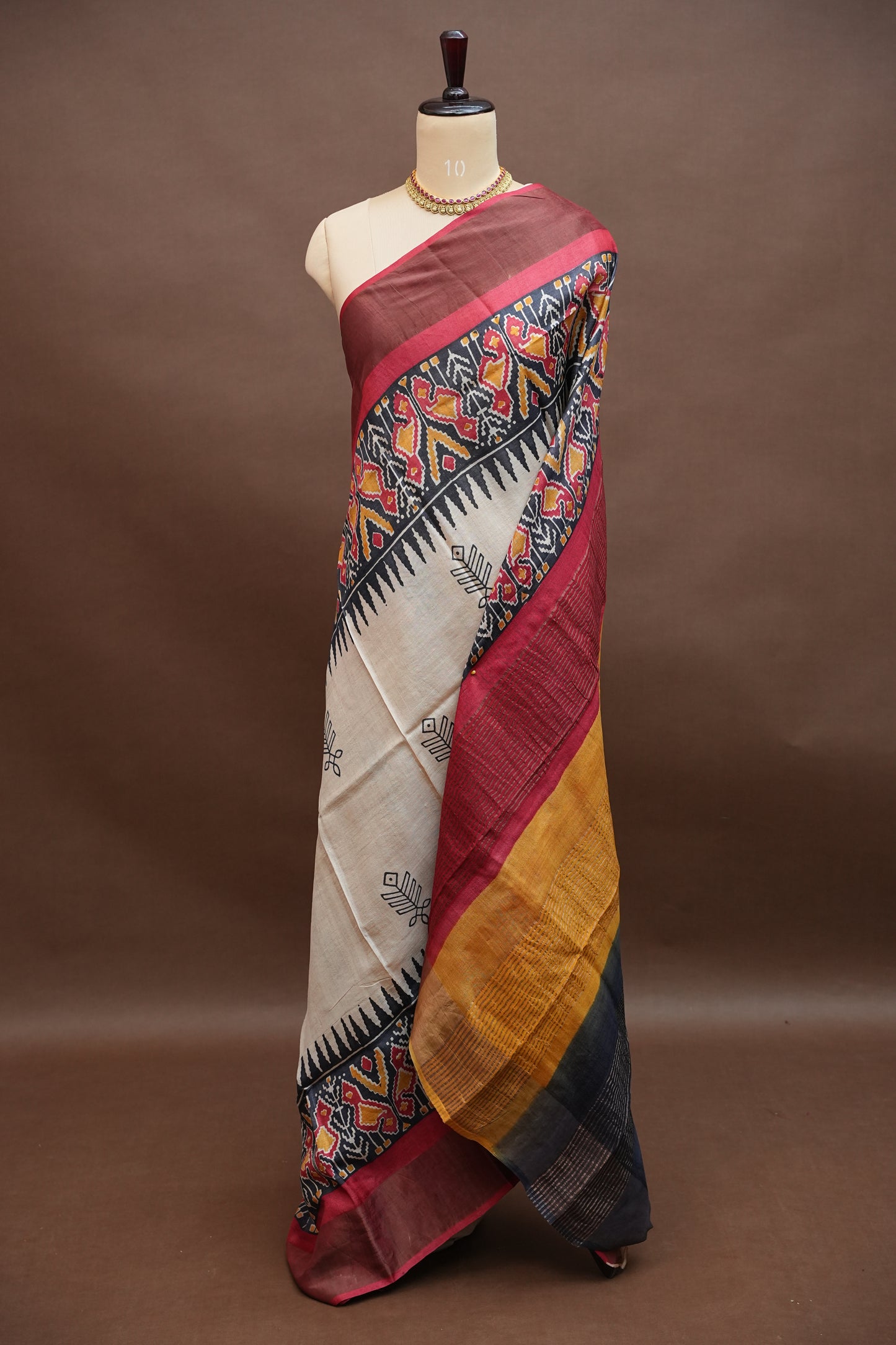PURE TUSSAR SILK SAREE WITH PATOLA PRINTS | SILK MARK CERTIFICATE
