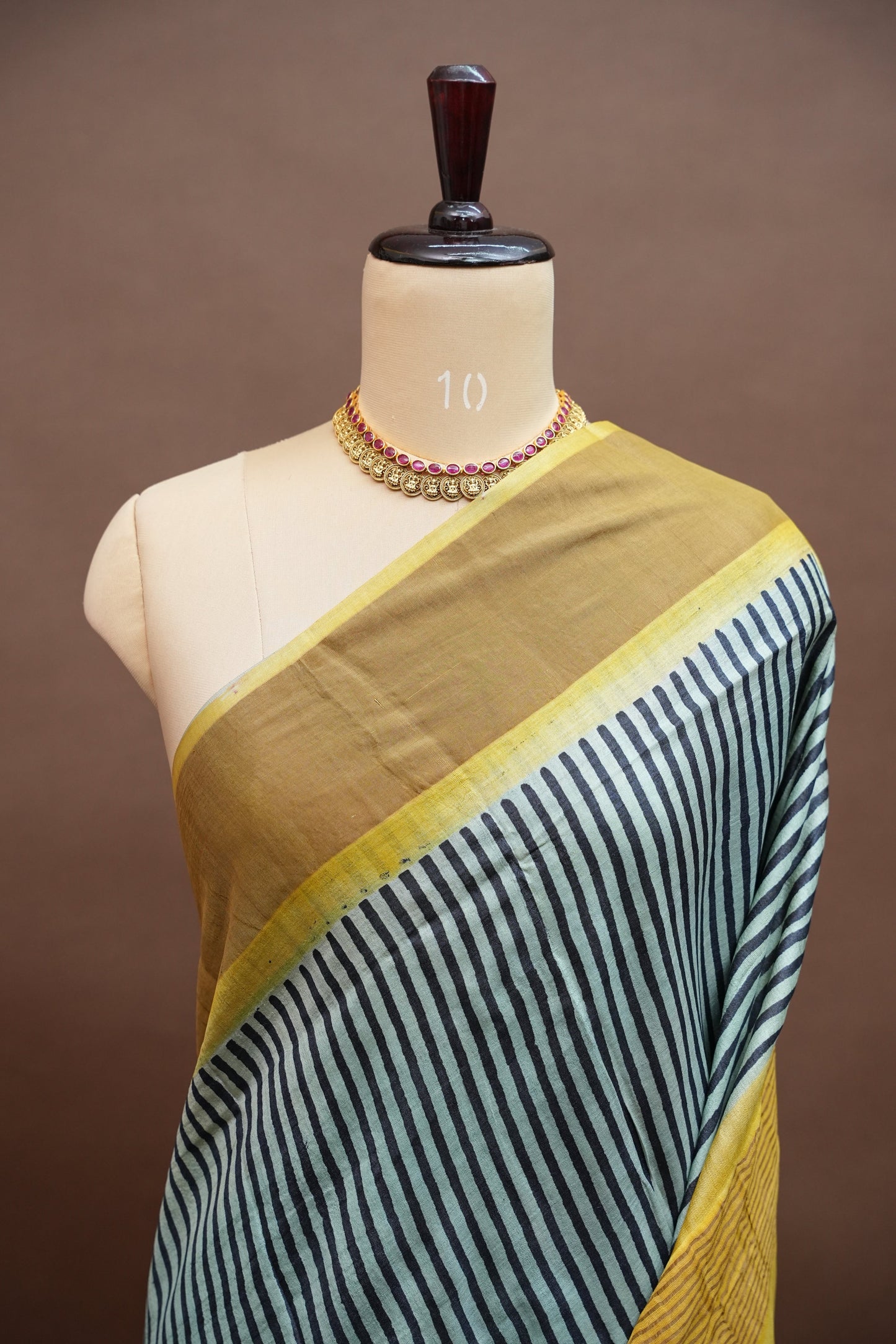 Pure Tussar Silk Saree Steel Grey with Lemon Yellow Pallu|Silk Mark Certified