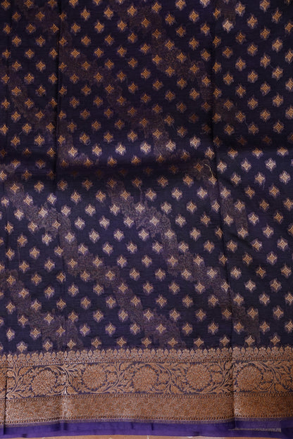 Pure Banarasi Organza(Kora) Silk Handloom Saree with Antique Zari Jaal & Contrast Border – Emerald Green with Red Border & Purple Pallu | Silk Mark Certified