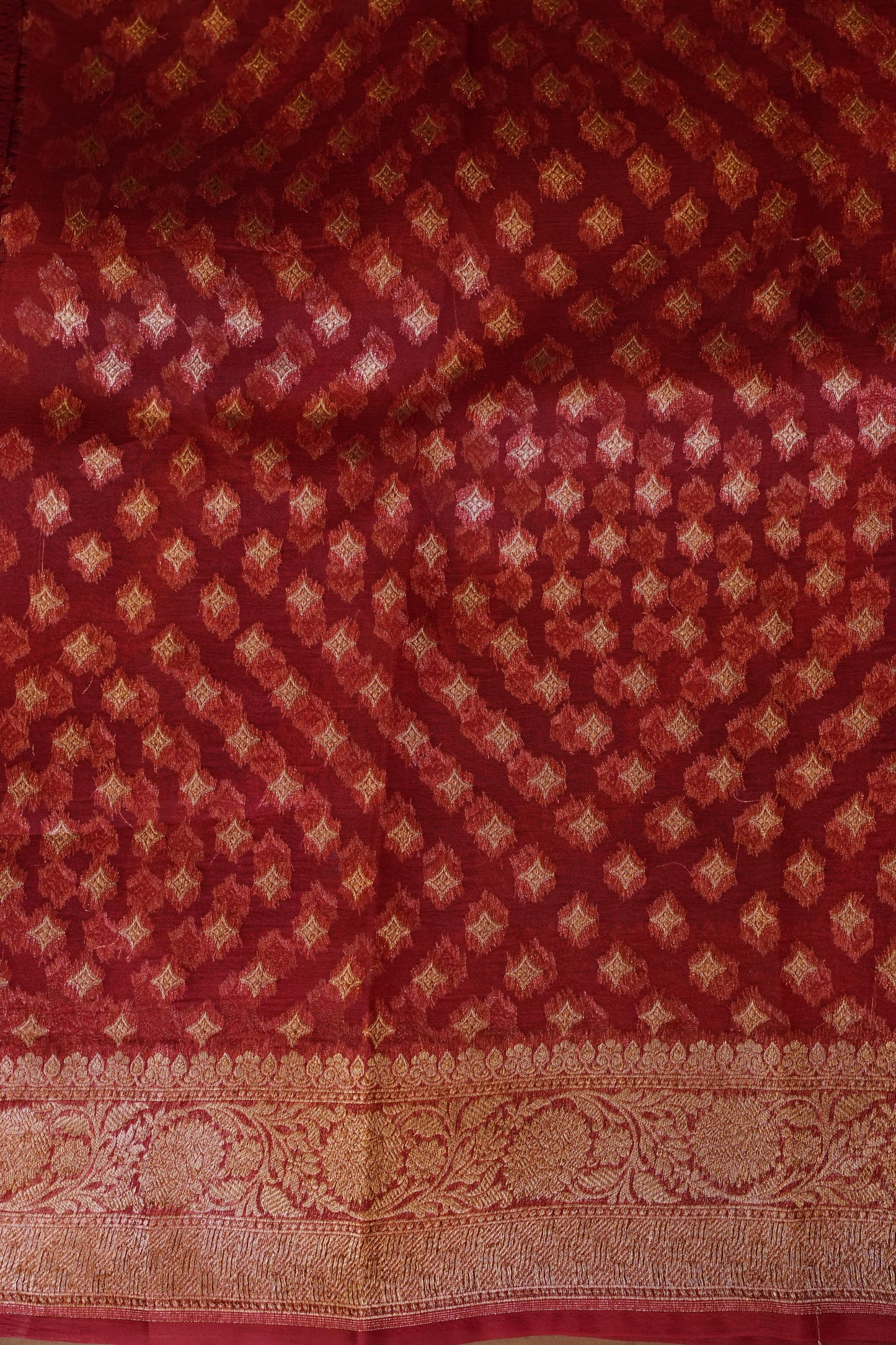 Pure Banarasi Organza(Kora) Silk Handloom Saree with Antique Zari Jaal – Teal Blue with Deep Red Border | Silk Mark Certified