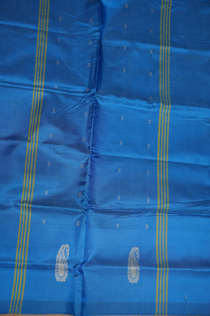 Vegan Silk Saree – Brown and Blue