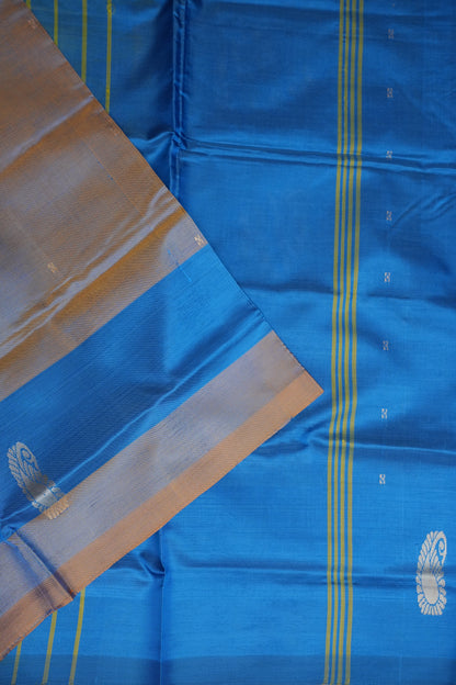 Vegan Silk Saree – Brown and Blue