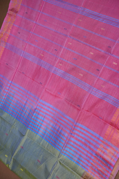 Vegan Silk Saree – Dual Toned Olive Green