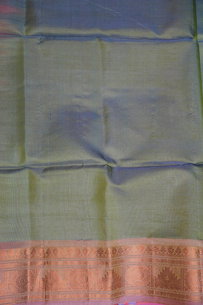 Vegan Silk Saree – Dual Toned Olive Green