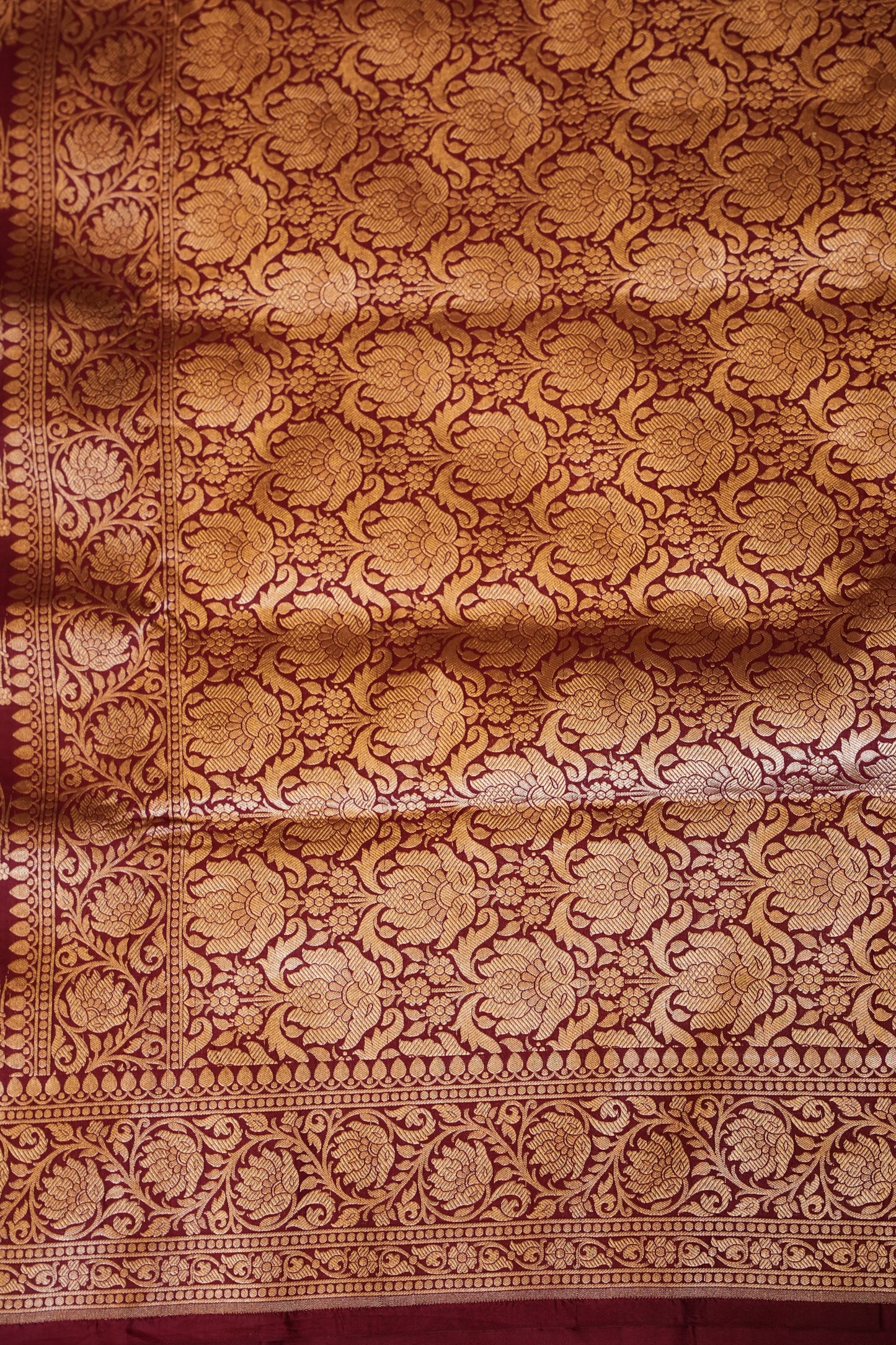 Pure Handloom Silk Katan Banaras Saree - Maroon|Silk Mark Certified
