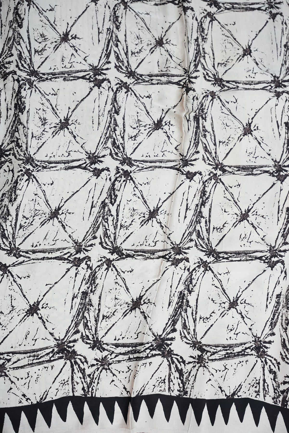 Pure Modal Silk Saree in Black & White with Geometric Block Prints