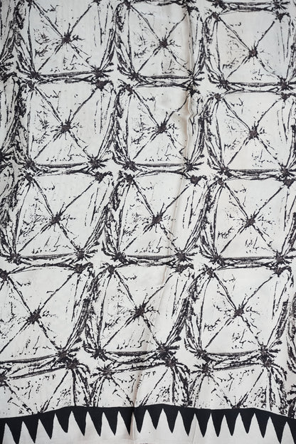 Pure Modal Silk Saree in Black & White with Geometric Block Prints