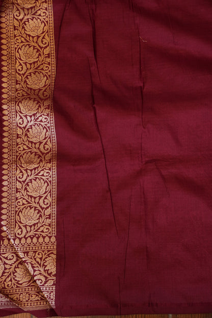 Pure Handloom Silk Katan Banaras Saree - Maroon|Silk Mark Certified