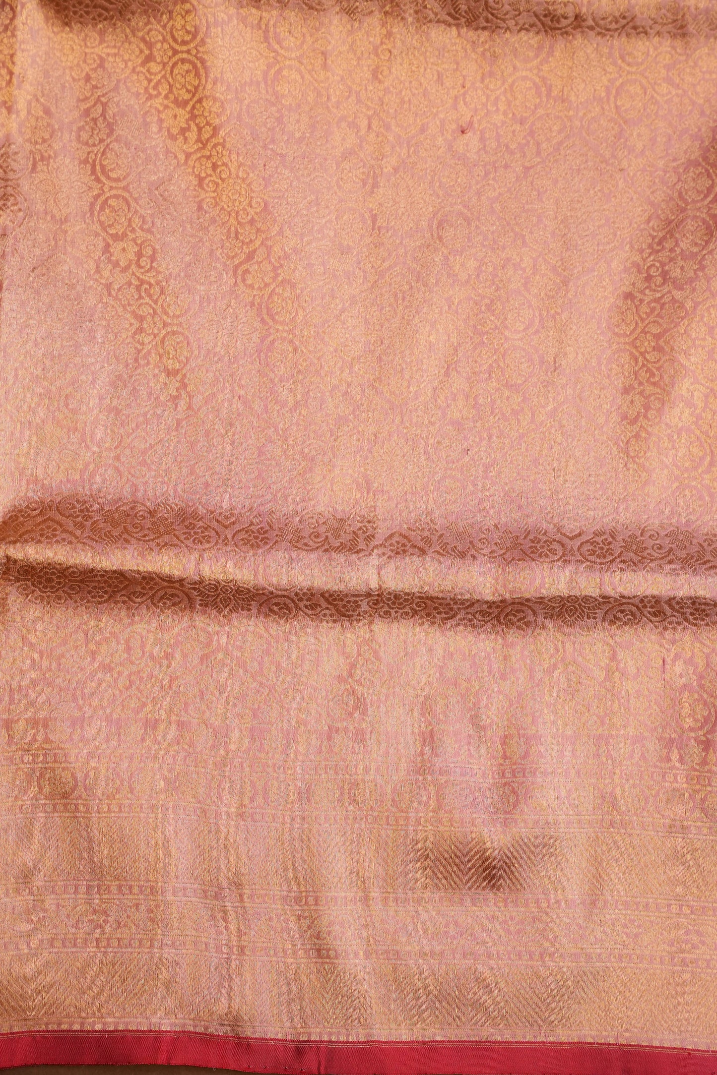 Pure Handloom Silk Katan Banaras Saree - Pinkish Peach|Silk Mark Certified