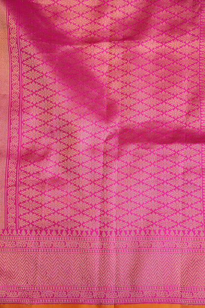 Pure Handloom Silk Katan Banaras Saree - Hot Pink|Silk Mark Certified