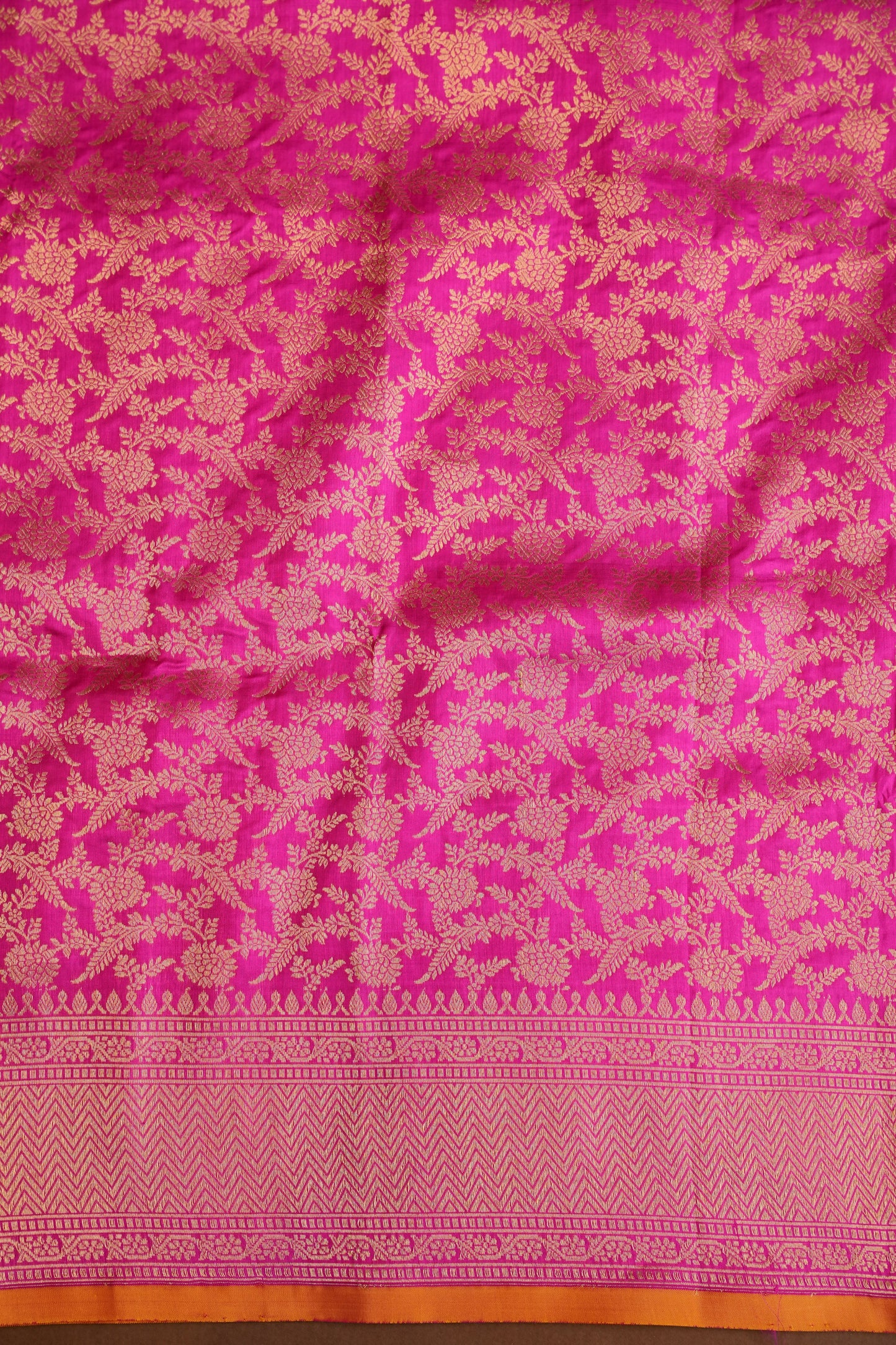 Pure Handloom Silk Katan Banaras Saree - Hot Pink|Silk Mark Certified